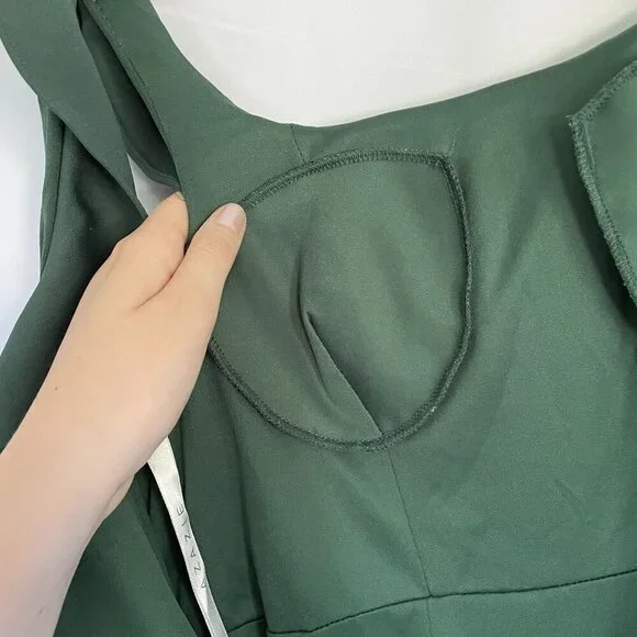 Azazie women's size A4 green maxi dress frilled sleeves bridesmaid slit formal - Picture 7 of 7